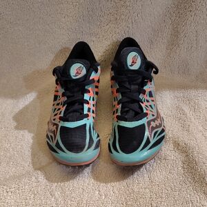 Saucony Velocity Black, Teal And Pink Spike Running Shoes Woman's Size 7.5